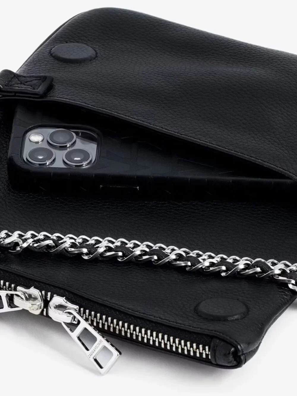 Zadig & Voltaire Women's Chain & Grained Leather Strap - Picture 5 of 6